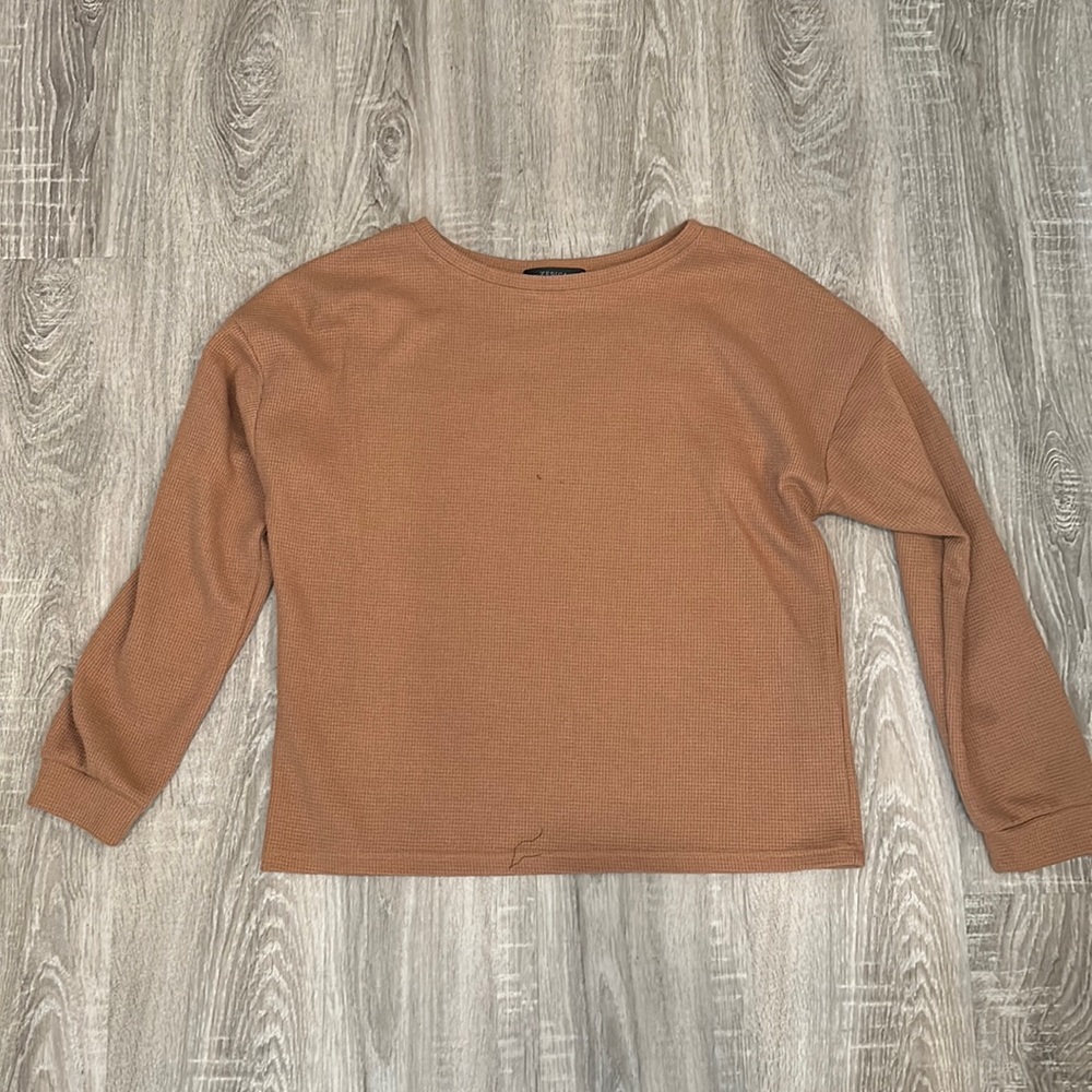 Khaki/Tan Long Sleeve Waffle Sweater Shirt